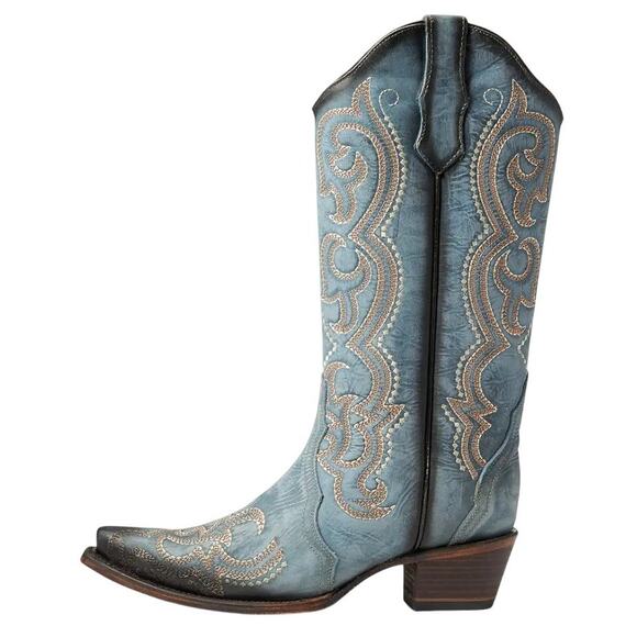 Corral Womens L5869 Western Cowboy Boots US 6 M EU 36.5 Blue Leather Stitch NIB - Picture 2 of 13
